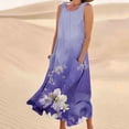 thumbnail image 2 of Birdeem Robe d'Été Aguichant pour Femmes Robe Longue Imprimée Sans Manches et en Lin Col Rond Robe d'Été Longue pour Femmes, 2 of 4