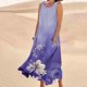 thumbnail image 4 of Vestido de Verano para las Mujeres sin Mangas Lino-Look Impreso Maxi, Suelto Fluido Y Vestido Sexy de Moda para las Mujeres, 4 of 4