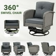 thumbnail image 3 of 3 Piece Outdoor Bistro Swivel Chairs Set, Patio Bistro Set w/ 360° Swivel Rocking Chairs & Table, All-Weather Conversation Set with Metal Frame for Patio Backyard Porches or Garden - Dary Gray, 3 of 9