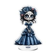thumbnail image 2 of Day of The Dead Decorations Dia de Los Muertos Decor 4 Inch Acrylic Rotating Display Stand Sugar Skull Skeleton Decor for Home Shelf Halloween Blue Accent, 1 Pack, 2 of 6