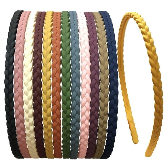 Duslogis 12Pcs 6mm Thin Headbands for Women Girls Plastic Pigtail Sytle with Teeth Skinny Headbands for Kids Teens Lady