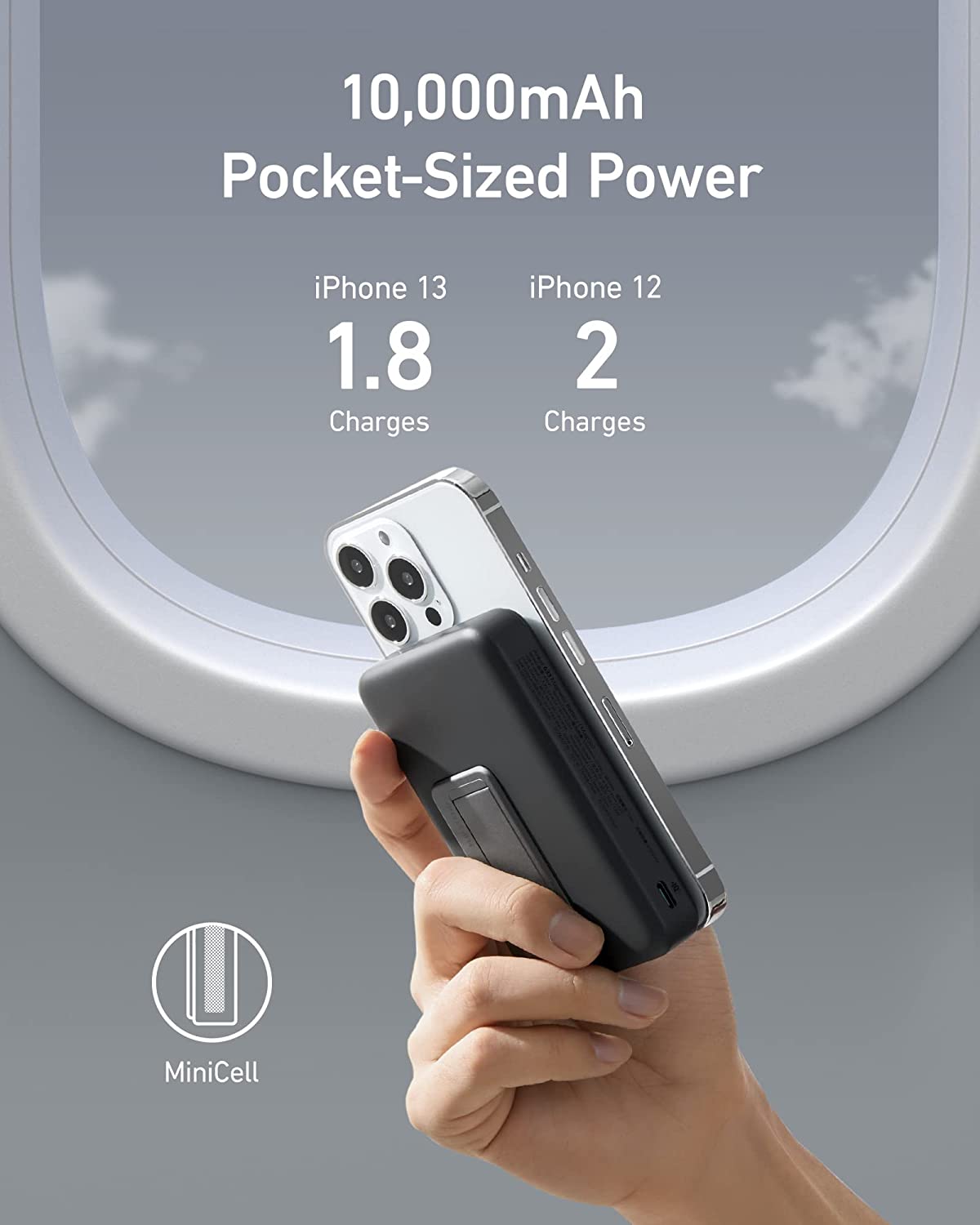 Anker 633 Magnetic Battery 10000mAh Foldable Wireless Power Bank, Black photo 3