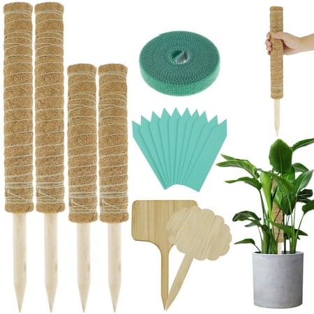 

Moss Pole Natural Moss Plant Rod Stackable Coco Coir Sticks Plant Fiber Coir Totem Plant Support with Plant Labels for Indoor Climbing Plant Pottted Plant Creeper Vine