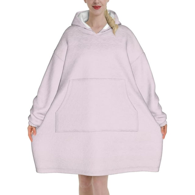 Light Purple Print Oversized Blanket Hoodie, Wearable Blanket Adult For Women Men And Teenager, Super Soft Warm Flannel Fluffy Hooded Blankets Sweatshirt With Big Pocket