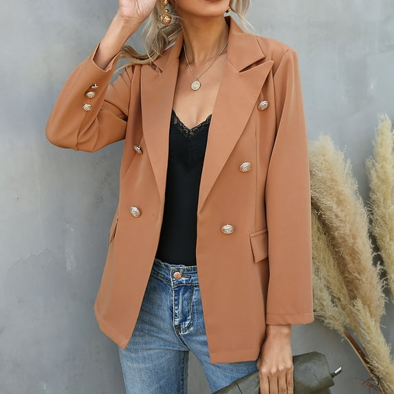 Meichang Blazers for Women Business Casual Long Sleeve Suit Elegant Lapel Button Work Office Cardigan Formal Solid Jacket