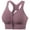 Purple, variant on Women's Zip Front Sports Bra Wireless Post-Surgery Bra Active Yoga Sports Bras Cross Back Seamless Padded Bralettes