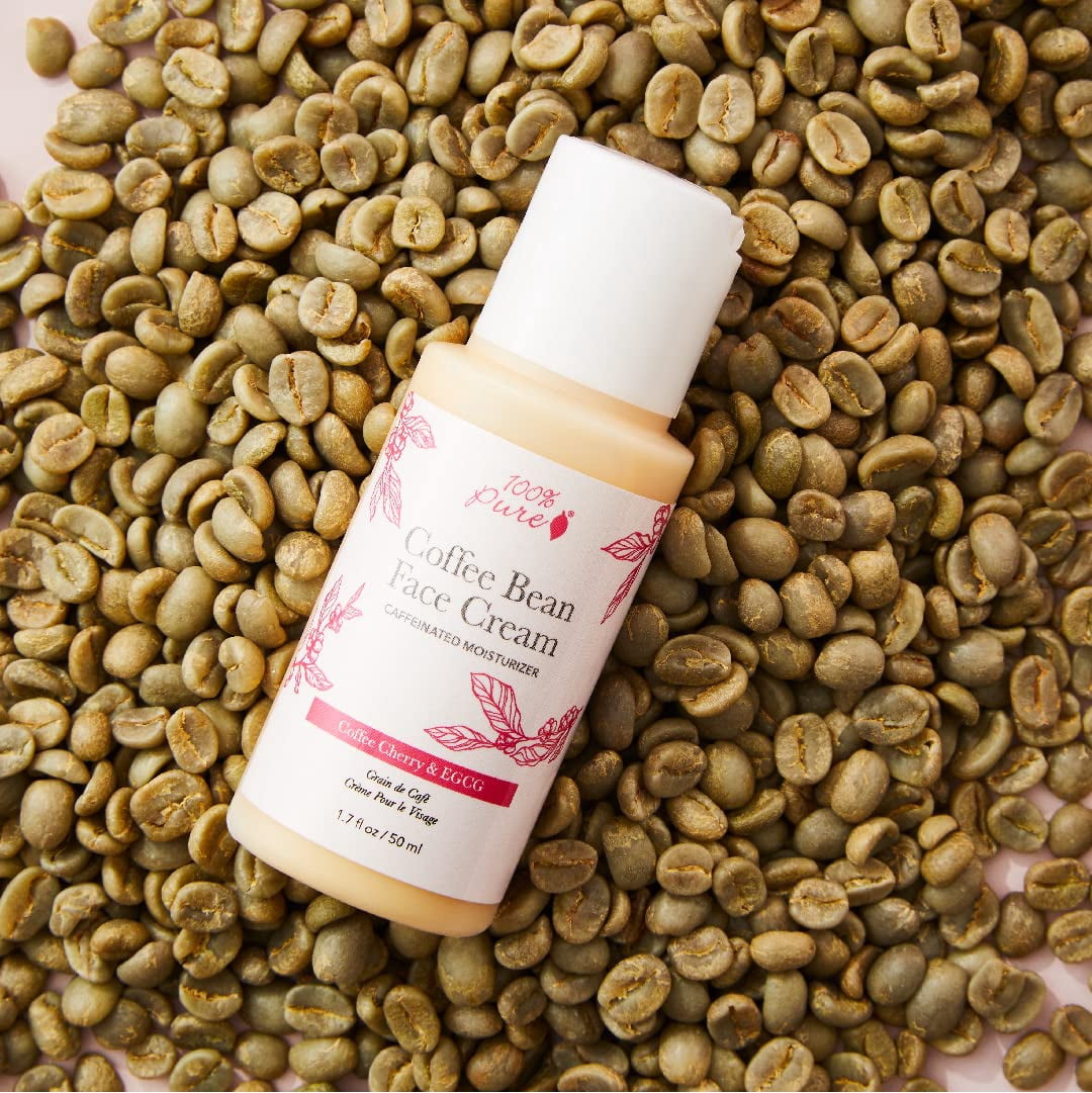 100% PURE Coffee Bean Caffeine Face Cream Glowing Skin Care Anti Aging Youthful Boost Caffeinated Facial Moisturizer with Hyaluronic Acid & Niacinamide for Women & Men - 1.7 fl oz