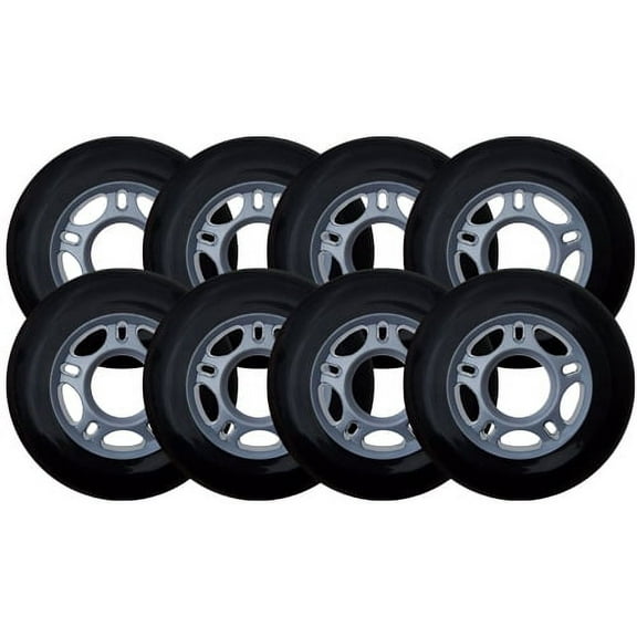 Black 76mm 82A Inline Skate Wheels Outdoor Hockey / Rec