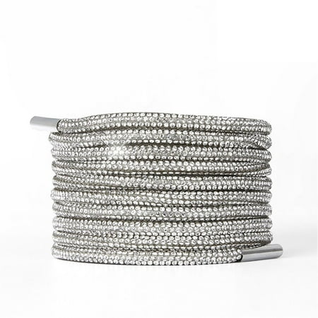 

1PC DIY Cross Braiding Strap Accessories Drawstring Diamond Shoe Laces Bright Strings Sneakers Laces Rhinestone ShoeLaces SILVER 120CM