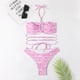 thumbnail image 5 of Conjunto de bikini de 2 piezas con tanga de corte alto y parte delantera cruzada con tirantes sexy para mujer, 5 of 6