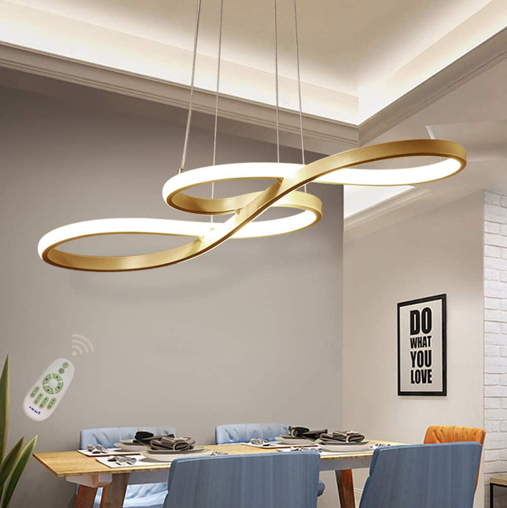 Black Modern Chandelier Circular LED Dimmable 66W 1 Linear Chandelier LED Acrylic Pendant Chandeliers Lighting Contemporary Dining Table Entry Kitchen Island with Remote Hanging Light 