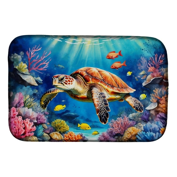 Carolines Treasures DAC7682DDM 21 x 14 in. Turtle & Reefs Dish Drying Mat