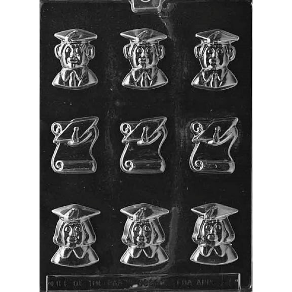 Grandmama's Goodies M025 Bite Size Graduate Graduation Chocolate Candy Soap Mold with Exclusive Molding Instructions