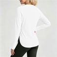 thumbnail image 4 of hotojiny Workout Tops for Women Crewneck Long Sleeve Shirts with Curved Hem UPF 50+ Sun Shirts for Hiking Running Gym Clothes(White,X-Large), 4 of 7
