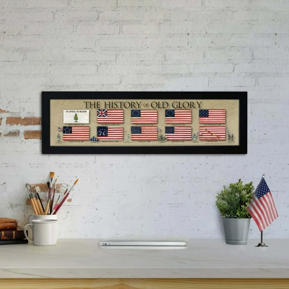 The History of Old Glory - Framed 1", printed with a matte finish, 6" x 24"