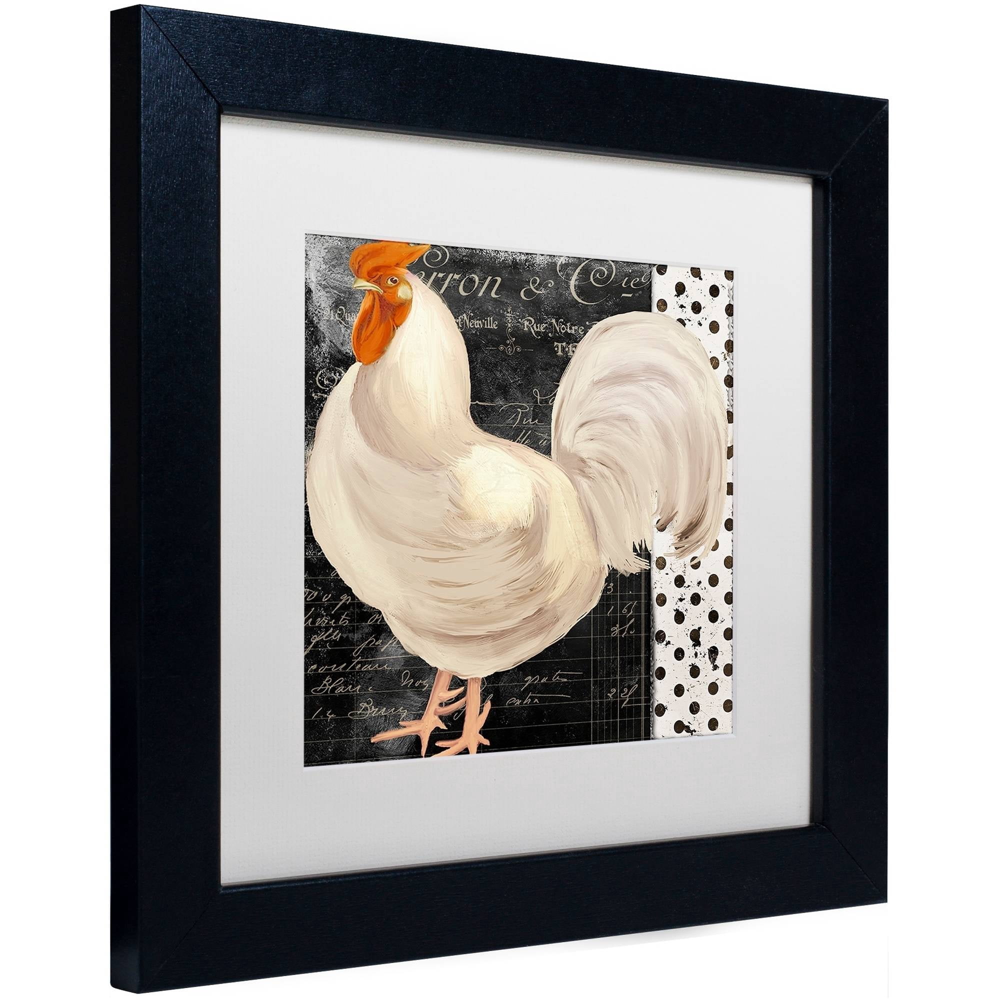 Trademark Fine Art "White Rooster Caf? II" Canvas Art by Color Bakery White Matte, Black Frame