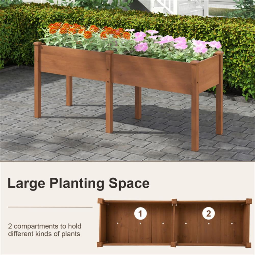 Topcobe Large Raised Garden Bed with Drainage Holes and 6 Supporting Legs, Outdoor Garden Bed for Patio Backyard-Brown