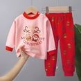 thumbnail image 2 of TOWED22 Baby Toddler Boy Fall Winter Set 2Pcs Long Sleeve Printed Round Neck T-Shirt Elastic Waist Pants Soft Warm Outfits Clothes(Pink,3-6 M), 2 of 4