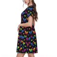 thumbnail image 2 of Easygdp Rainbow Butterfly para Vestido Transpirable de Mujer, Vestido Suelto de Manga Corta con Pliegues y Bolsillos para el Verano, 2 of 6