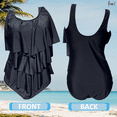 thumbnail image 6 of BIMEI One Piece Mastectomy Swimwear Pocketed Swimsuit Ruffle Bathing Suit 956,Black,L, 6 of 9