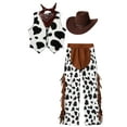 thumbnail image 5 of vastwit 4Pcs Unisex Cowboy Cowgirl Costume Kids Cow Print Vest with Pants Bandanna Western Cowboy Hat Coffee 14, 5 of 9