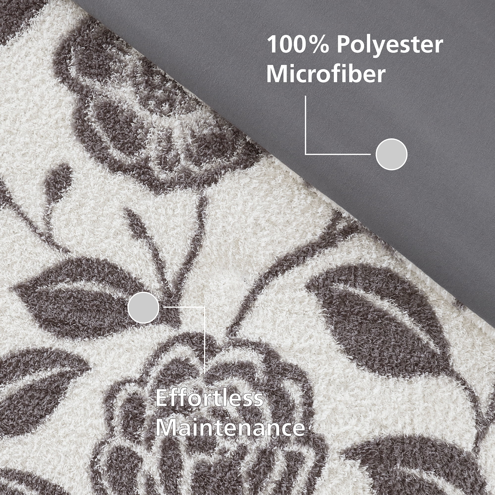 Mainstays King Comforter Set, All-Season, 5-Piece, Grey Floral Cozy Plush
