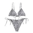 thumbnail image 1 of Conjunto de bikini HUOGUO para mujer, sexy, con estampado de puntos, corte alto y cordones, 1 of 2
