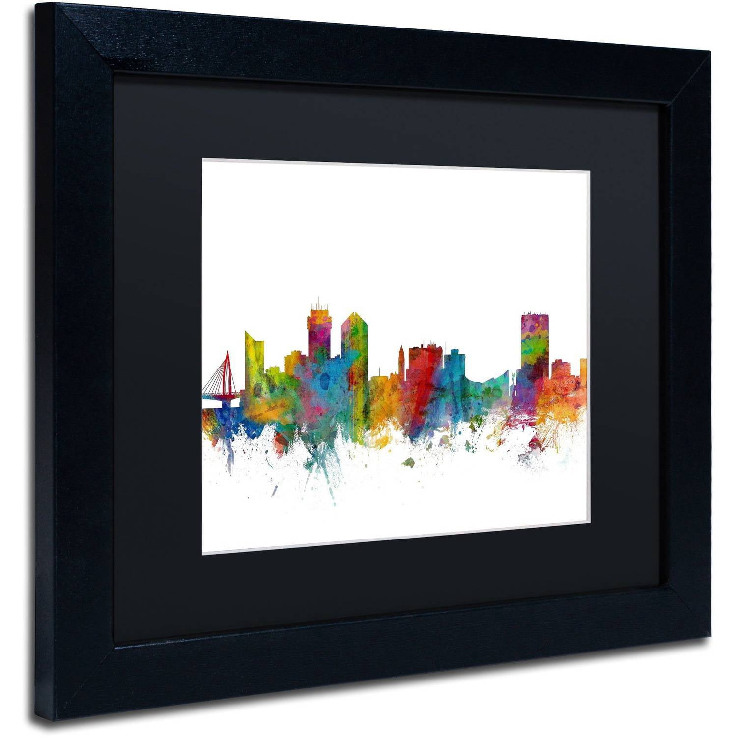 Trademark Fine Art 'Wichita Kansas Skyline' Canvas Art by Michael Tompsett, Black Matte, Black Frame