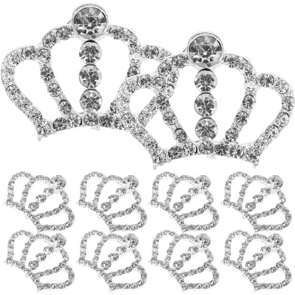 EeaseMX 10 adornos de diamantes de imitación con forma de corona para manualidades, decoración de celulares (plata)