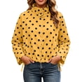 thumbnail image 7 of SAWOBUUN Womens Polka Dot Cropped Jacket Stand Collar Button Down Drawstring Hem Lightweight Windbreaker Outerwear Coat with Pockets, 7 of 7