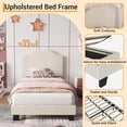 thumbnail image 4 of BeesClover Cadre de Lit Plateforme Format Simple, Tête de Lit Rembourrée en Velours Ajustable, Lattes de Bois de Soutien Incluses, Installation Simple, Fini Moderne pour Chambre et Dortoir, 4 of 8