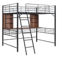 thumbnail image 4 of Full Size Metal Loft Bed with Desk and Storage Shelves, High Loft Bed Frame with Bookcases and Inclined Ladder, for Boys Girls Teens Adults, No Box Spring Needed, 4 of 8