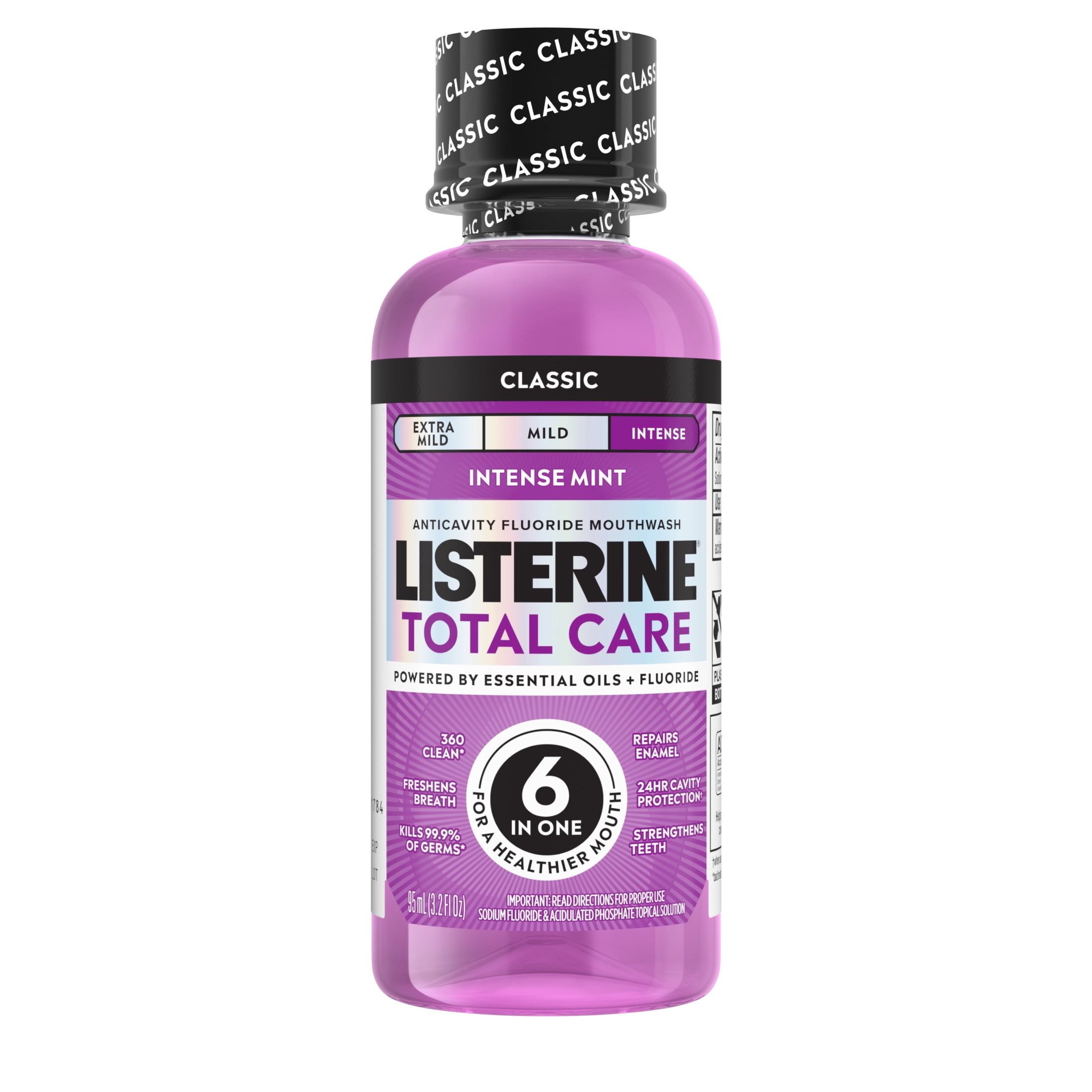 (8 pack) Listerine Total Care Anticavity Fluoride Mouthwash, Intense Mint, 3.2 fl. oz/95 mL