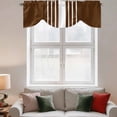 thumbnail image 2 of Brown White Stripe Tie Up Valance Curtains for Windows, Kitchen Curtains Window Treatments, Modern Rustic Vertical Striped Short Window Shades Valances for Bedroom Bathroom Cafe 54"x18", 2 of 8
