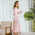 thumbnail image 3 of CHUANK Robe de Nuit Courte en Satin Style Kimono Décontracté pour Femmes avec Manches 3/4, 3 of 3