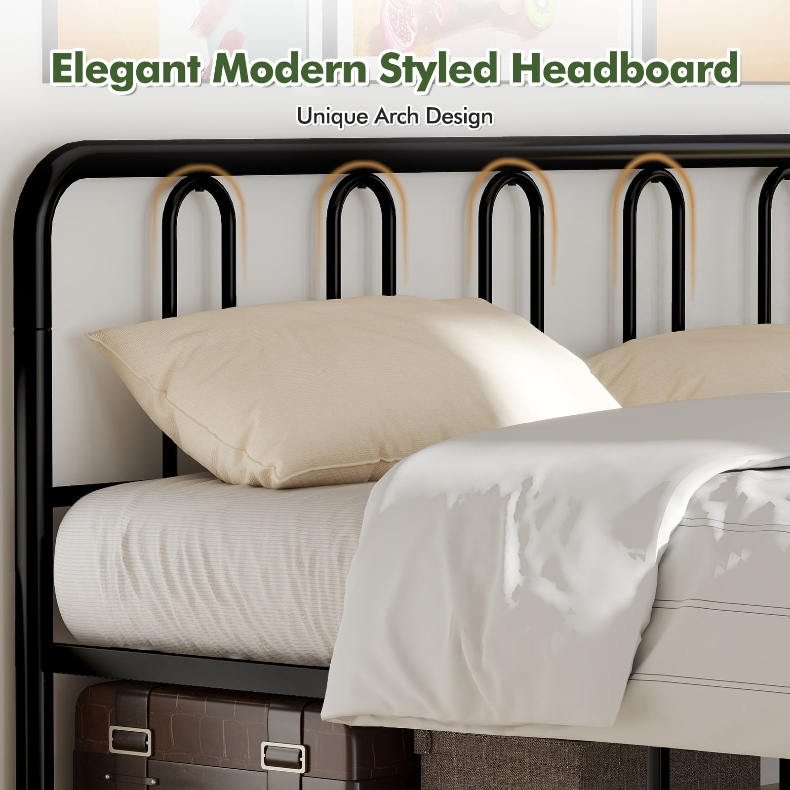 Gymax King Size Metal Bed Frame Headboard Footboard Platform Mattress Foundation