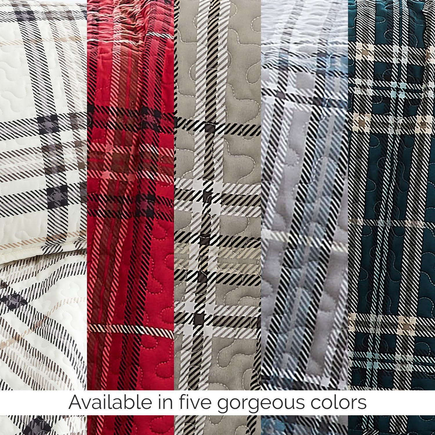 Southshore Fine Living, Inc. Twin Quilt Bedding Set, Lightweight Twin XL Quilts, Tofu Cream Plaid