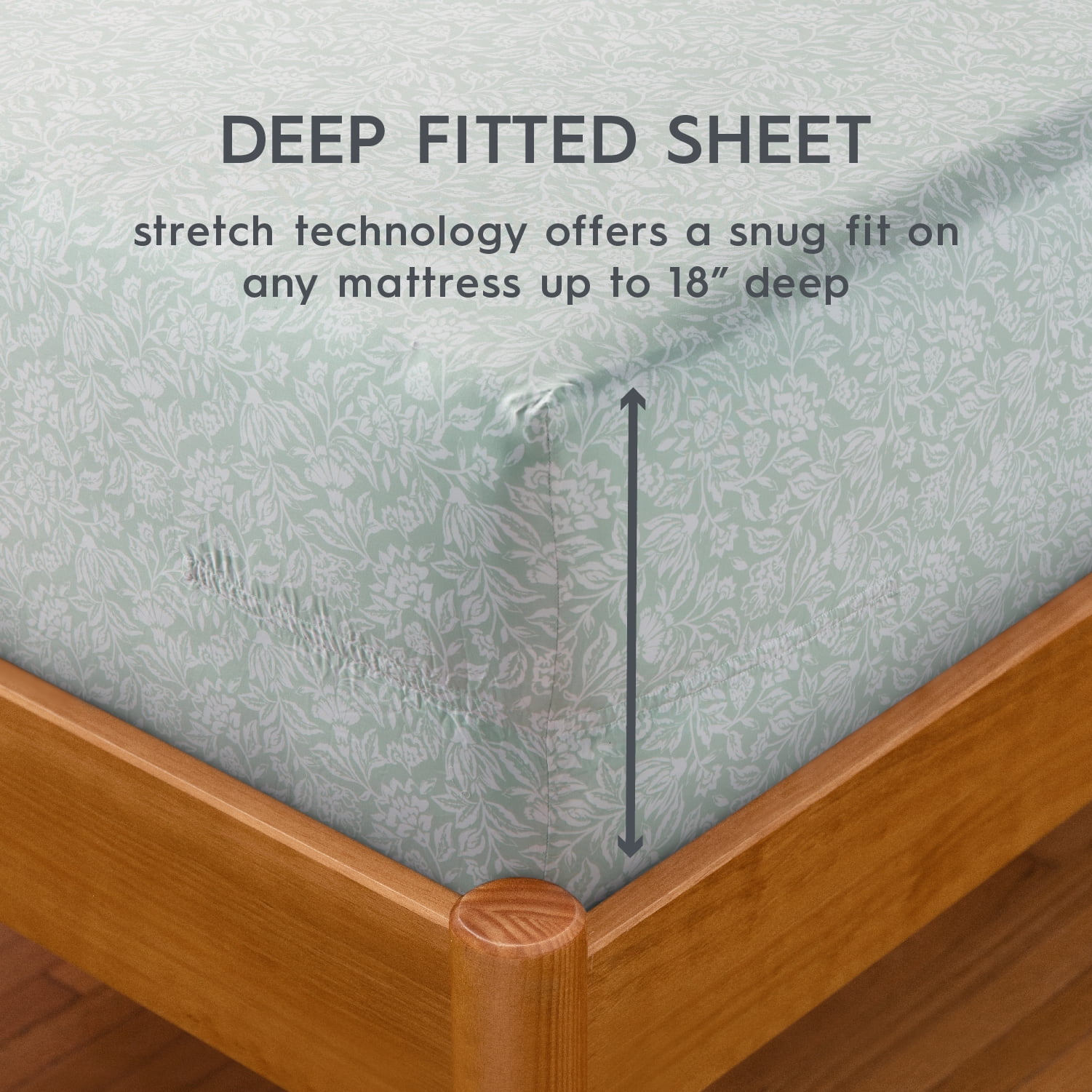 Better Homes & Gardens 3-Piece 300 Thread Count Floral Soft Sea Cotton Sateen Bed Sheet Set, Twin