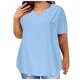 thumbnail image 1 of Top de Manga Corta de Verano para las Mujeres de Tamaño Grande Falso Bolsillo V-Cuello Camiseta, Mezcla de Poliéster Algodón Spandex Top Casual, Lavado a Mano Más Tamaño, 1 of 7