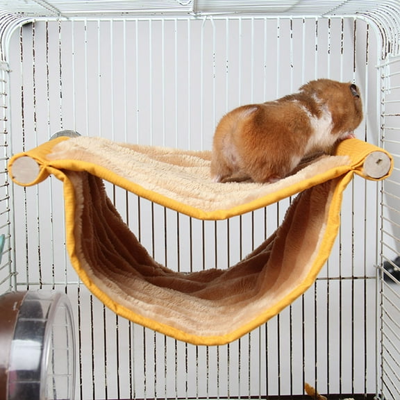 NICEXMAS Large Pet Hammock Bed Orange Plush Double Layer Hanging Nest for Hamsters Mice 1Pack