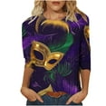 thumbnail image 3 of DDAPJ pyju 2025 Mardi Gras Outfit for Women Plus Size 3/4 Sleeve Tops Novelty Holiday Blouses Carnival Themed Costumes Lightweight Party Shirts Purple XL, 3 of 6