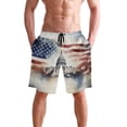 thumbnail image 4 of Dailycode Men's Quick Dry Swim Trunks Beach Shorts Casual Summer Board Shorts with Pockets, White House and American Flag, 4 of 8