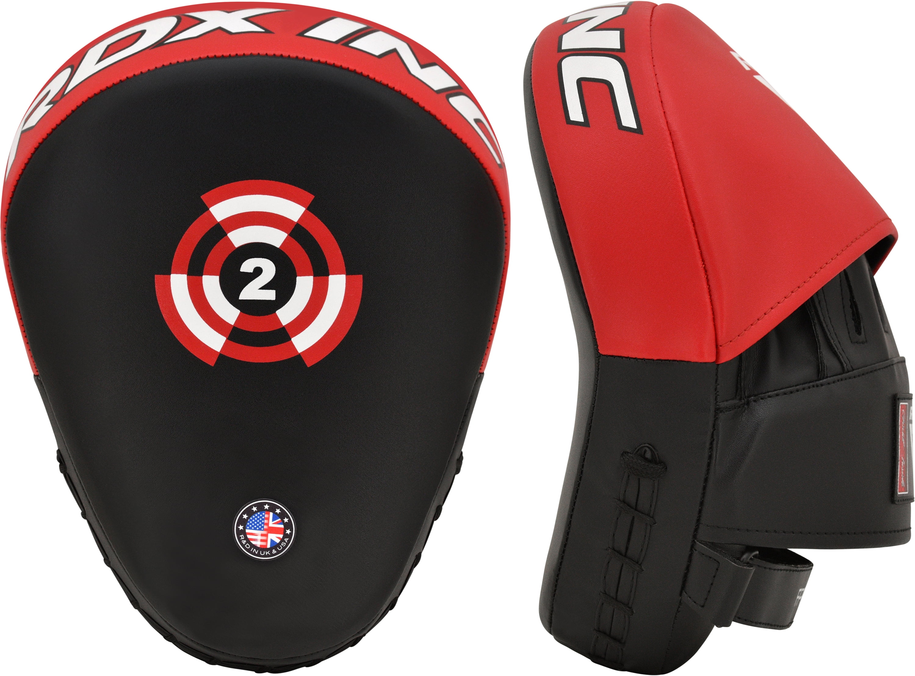 RDX Boxing Gloves and Pads Set, Maya Hide Leather Hook and Jab Curved Focus Mitts Punching Gloves for MMA, Muay Thai, Kickboxing Coaching, Martial Arts, Hand Target Strike Shield