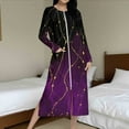 thumbnail image 2 of Aboser Zipper Front Robes for Women Long House Coat Trendy Tie Dyed Nightgown Loose Full Length Bathrobe Cozy Long Sleeve Sleepwear with Pockets, 2 of 9