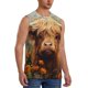 thumbnail image 2 of Fotbe Cute Floral Cow Men's Camiseta sin Mangas Estampada para Hombres, Playera Casual para Gimnasio, Entrenamiento, Playa-Large, 2 of 7
