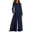 thumbnail image 2 of AUNVITO Women's Wide Leg Jumpsuit Loose Fit with Zipper Front Casual and Comfortable, 2 of 8