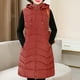 thumbnail image 2 of Gibobby Chaleco largo acolchado mujer, Chaleco largo para mujer, talla grande, sin mangas, con capucha, para invierno, ligero, con cierre completa, para exteriores(Rojo de la sandía,G), 2 of 5