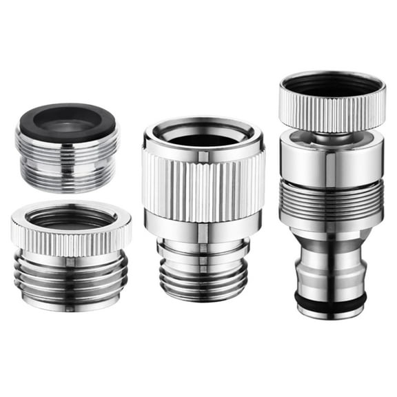 JZROCKER 4 Pieces Faucet to Hose Adapter for Easy Connection to Shower and Garden Hoses Stainless Steel Outdoor Faucet Connectors
