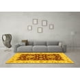 thumbnail image 3 of Ahgly Company Machine Washable Indoor Round Oriental Yellow Traditional Area Rugs, 4' Round, 3 of 4
