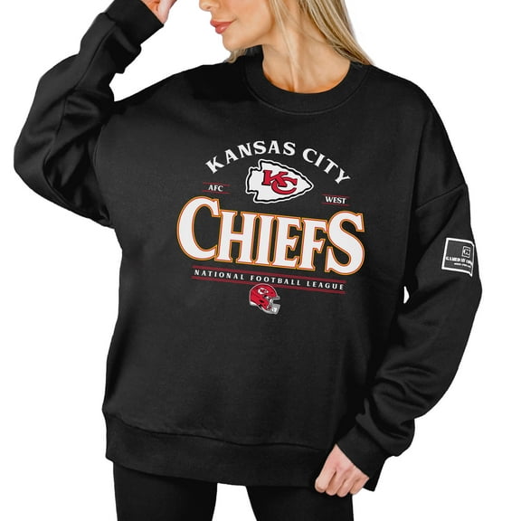 Women's Gameday Couture Black Kansas City Chiefs Oversized Players Only Black Label Pullover Sweatshirt